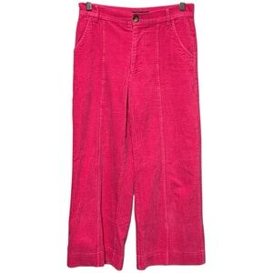 Zara TRF Hot Pink High-Waist Wide Leg Cropped Corduroy Pants Small